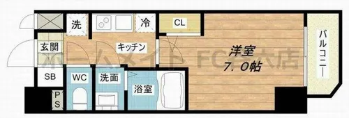 ビガーポリス400ヴァンヴェール天神橋【4階】の間取り