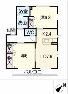 ジョイフルタウン豊田南 C棟【2階】の間取り
