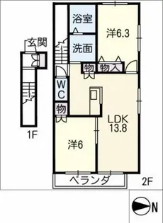メゾン・エミネンス若林【2階】の間取り