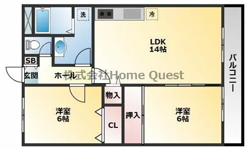 ルモン高安【4階】の間取り