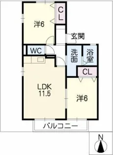 サニーガーデン B棟【1階】の間取り