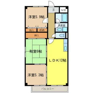 リーヴァ三日市【4階】の間取り