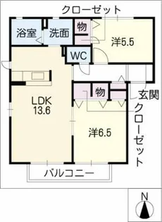 グリーンヒル稲熊C棟【2階】の間取り