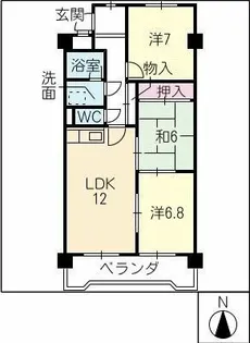 スカイガーデン兜山【4階】の間取り
