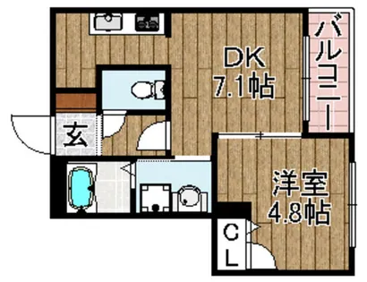 クオーレ TAKATSUKI【103号室】の間取り