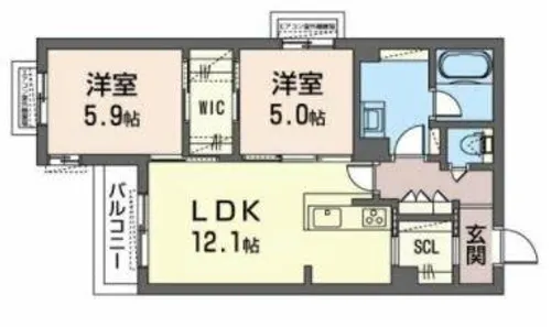 シャーメゾン八戸ノ里【3階】の間取り