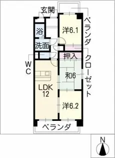 セヴェル真清田【2階】の間取り