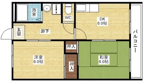 2DKの間取り画像