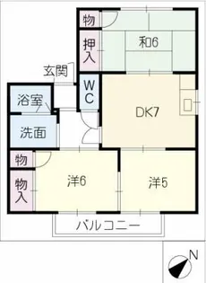 ドミール宮西【1階】の間取り
