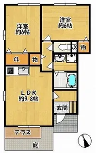 シャルマンメゾン B棟【105号室】の間取り