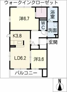 リヴィエール東部【2階】の間取り
