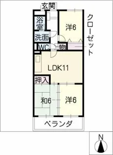 グランドール水附【4階】の間取り