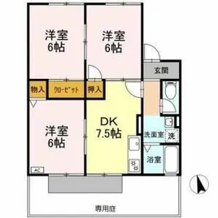 セジュール金谷 B【1階】の間取り