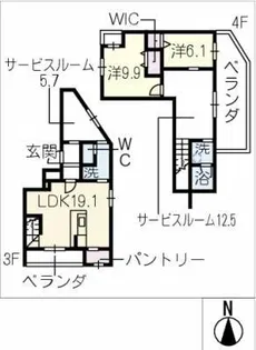 Residence de 池下【3階】の間取り