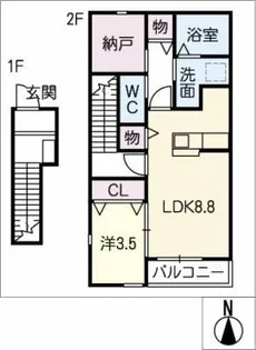 ラフィネ B【2階】の間取り