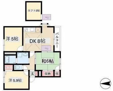 ベルサーチ植田【2階】の間取り