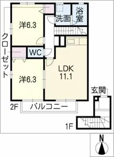 ハーモニーコート外堀【2階】の間取り