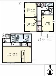 カーサ・ソラ A棟【2階】の間取り