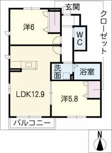 カトルドゥ【1階】の間取り