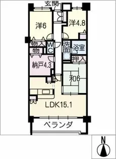 グローリアス赤池中島公園402【4階】の間取り