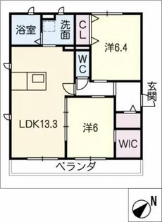 アダージョ弥富ヶ丘【1階】の間取り