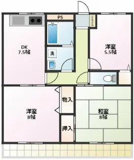 赤石パルハイツ【106号室】の間取り
