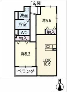 レジアスハイム遼仙Ⅲ【2階】の間取り