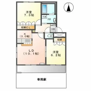 アシューレ五郎丸E【1階】の間取り