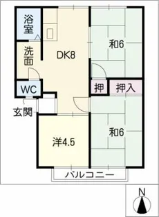 ハイツウエストリバーⅡ【1階】の間取り
