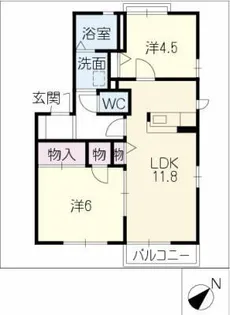 パピヨン寺本A棟【1階】の間取り