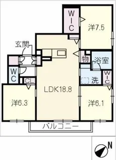 シャーメゾン六花【2階】の間取り