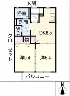 グランディール南新地D棟【1階】の間取り