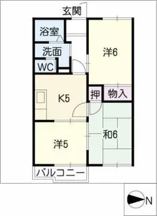 ドミールフルサワA【1階】の間取り