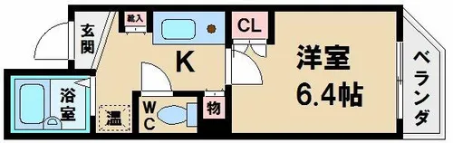ウィル阿倍野【4階】の間取り