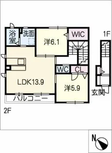 ハピネス【2階】の間取り