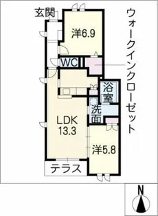 モリーユ城北 東棟【1階】の間取り