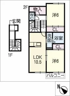 グランパルクA【2階】の間取り