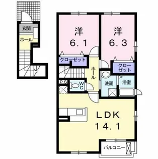 マ−ベラス新知台 A棟【2階】の間取り