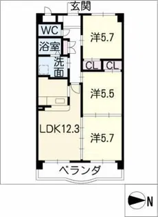 サンシャインエスパリエ【1階】の間取り