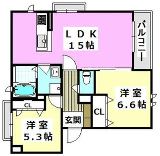プレジール上中条A棟【3階】の間取り