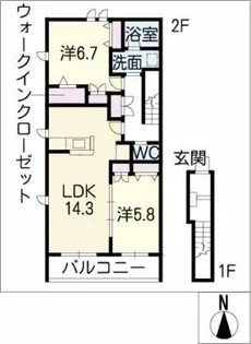 モリーユ城北 東棟【2階】の間取り