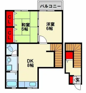 レフィナード木屋瀬【2階】の間取り