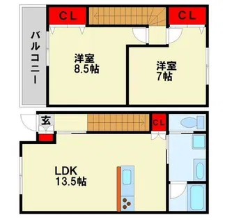 レイクサイド植木C【2号室】の間取り