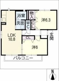 サニーヒル八前ⅡB棟【2階】の間取り