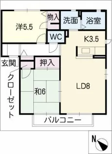 ジュネス井ノ花A【2階】の間取り