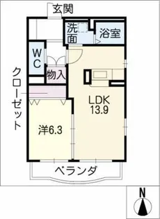 ディアコート高畑【2階】の間取り