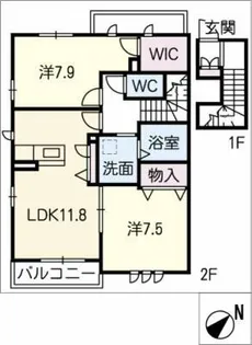 テラスみのり【2階】の間取り