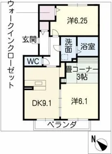 サンヒルズB棟【2階】の間取り