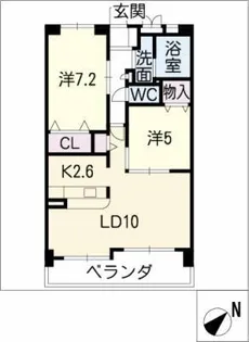 グリーンビレッジ中垣内【3階】の間取り