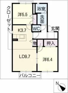 ポーラ 東棟【1階】の間取り